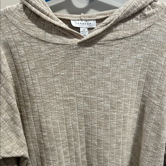 Topshop Beige Ribbed Hoodie - Picture 4 of 7